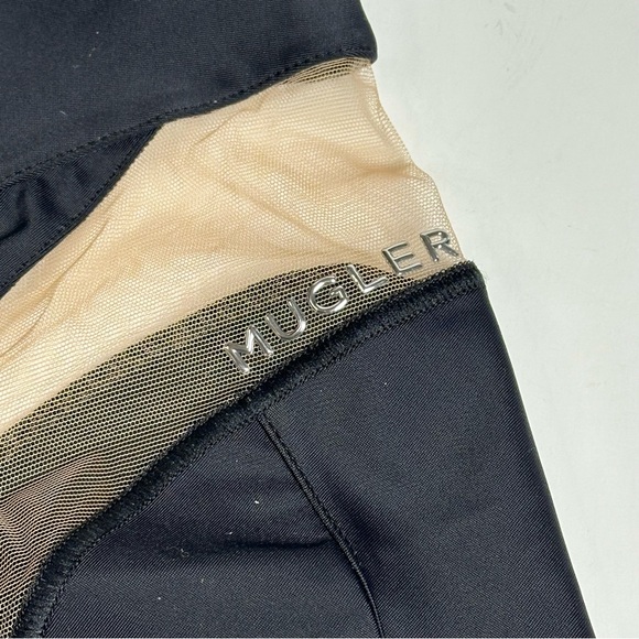 Mugler Sheer Panels Black & Tan Spiral Stirrup Leggings Size 40 / US 8 N… - Picture 8 of 13